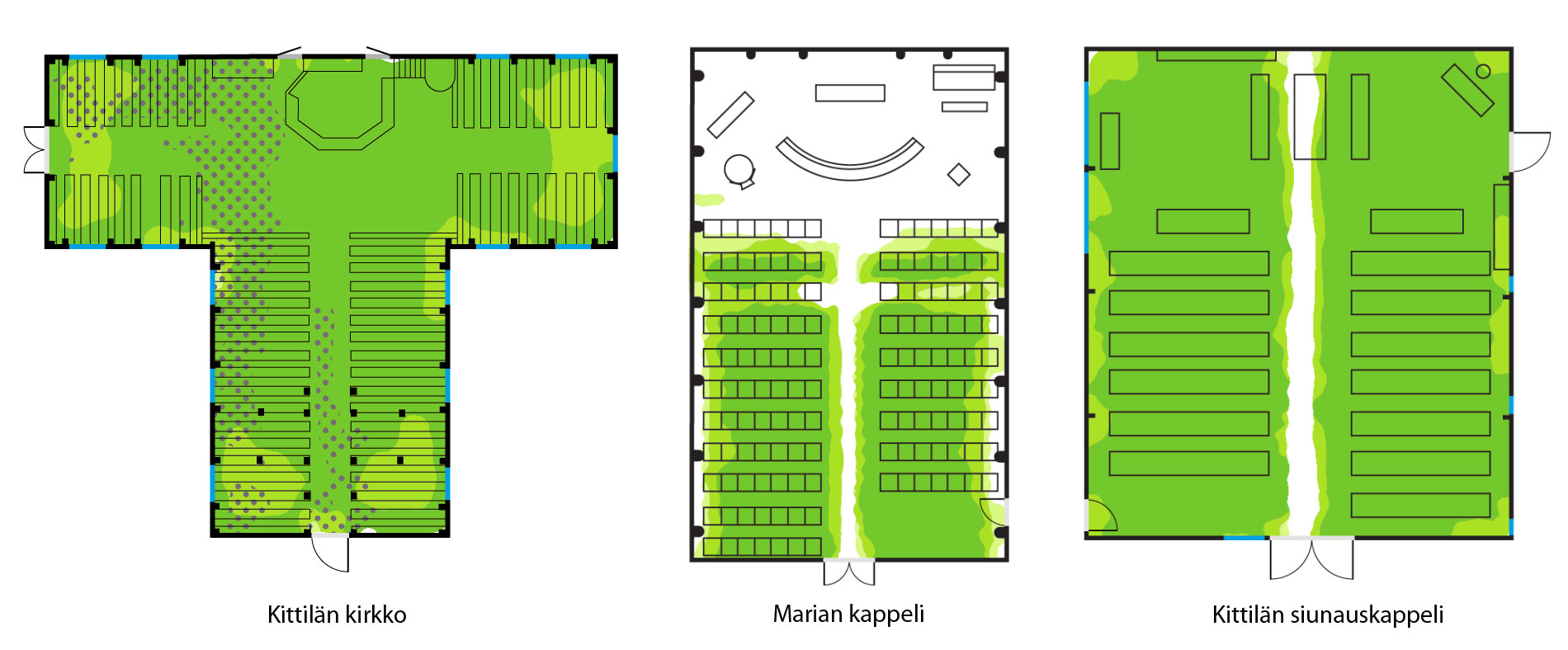 Kittilän seurakunnan kuuluvuuskartat Kittilän seurakunnan induktiosilmukoiden kuuluvuuskartat