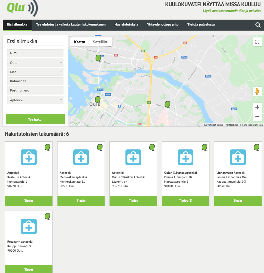 Kuulokuvat hakuikkuna Kuulokuvat hakutulos haulla apteekit Oulussa